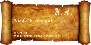 Mazák Armand névjegykártya